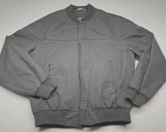 Par Four Bomber Jacket Mens Med 90s Grey Golf Zip Up Retro Windbreaker Vintage