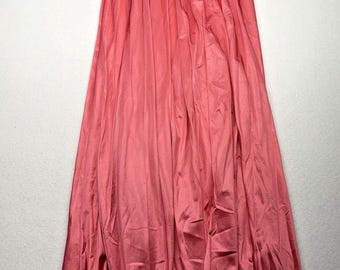 Miss Elaine Satin Nightgown & Robe Set Pink Coral Lace USA Peignoir Vintage