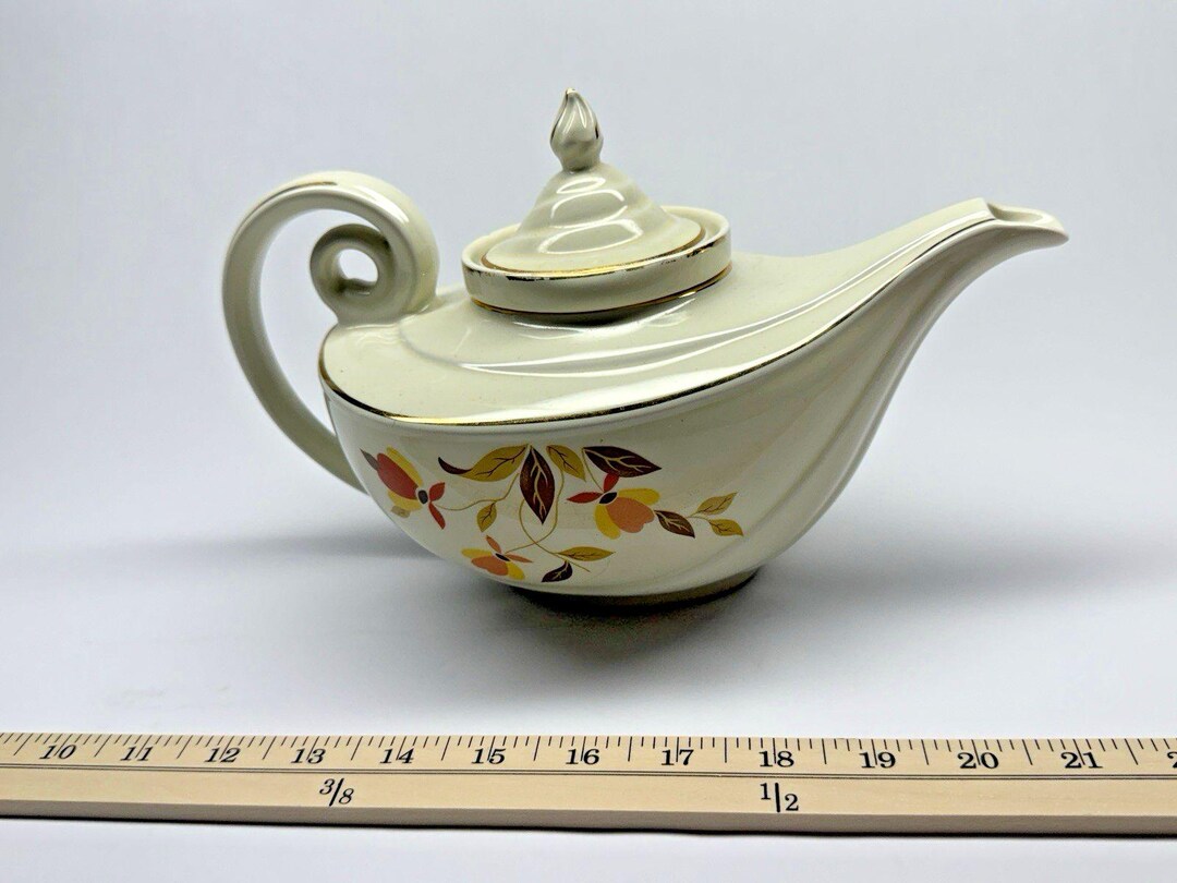Halls Autumn Leaf Aladdin Teapot W/ Infuser Jewel Tea Hall USA Vintage ...