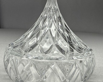 Caja de baratijas de cristal facetado transparente con tapa para bombones Hershey's Kiss