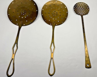 Rosenthal Netter Brass Skimmer Set 3 MCM French Country India Kitchen Vintage