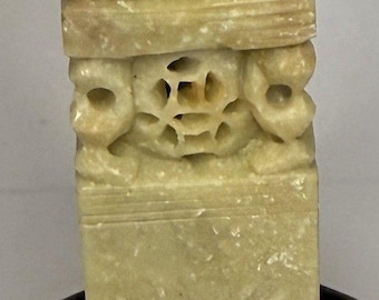 Chinese Soapstone Foo Dog Seal Carved Chop Guardian Lion Stamp Vintage