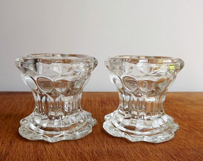 Two Reims Glass Candle Holders From France Etsy