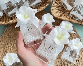 Garrafa de vidro vazia personalizada como lembrancinha | Casamento | Festa de noivado | Chá de bebê elegante