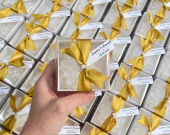 Personalized Lotus Candle Favor in Clear Acetate Box  • Wedding, Engagement, Baby Shower & Party Favors