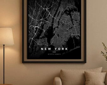New York - Minimalist City Map Digital Download - Modern Line Art Poster