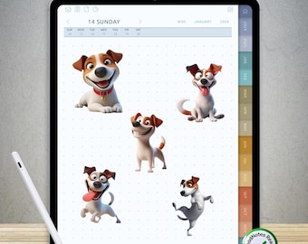 80 Funny Jack Russell Stickers for GoodNotes – Pre-Cropped Digital PNG Pack