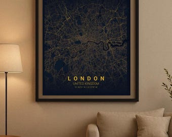 London - Minimalist City Map Digital Download - Modern Line Art Poster
