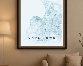 Cape Town - Minimalist City Map Digital Download - Modern Line Art Poster