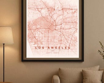 Los Angeles - Minimalist City Map Digital Download - Modern Line Art Poster