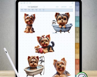 55 Cute Yorkie Stickers for GoodNotes – Pre-Cropped Digital PNG Pack