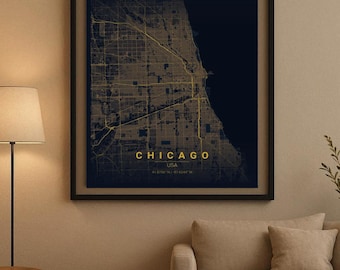 Chicago - Minimalist City Map Digital Download - Modern Line Art Poster