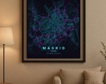 Madrid - Minimalist City Map Digital Download - Modern Line Art Poster