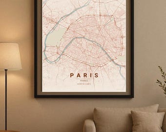 Paris - Minimalist City Map Digital Download - Modern Line Art Poster
