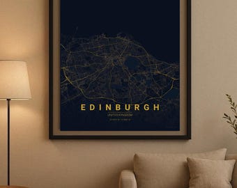 Edinburgh - Minimalist City Map Digital Download - Modern Line Art Poster