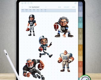 65 Funny Gridiron Stickers for GoodNotes – Pre-Cropped Digital PNG Pack