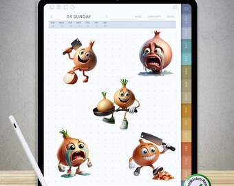 80 Funny Onion Stickers for GoodNotes – Pre-Cropped Digital PNG Pack
