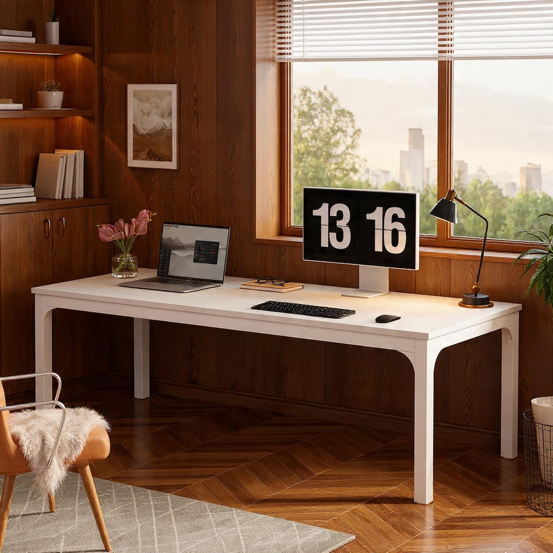 78.7-inch Extra Long Computer Desk – Double Desk for 2 People, Home ...