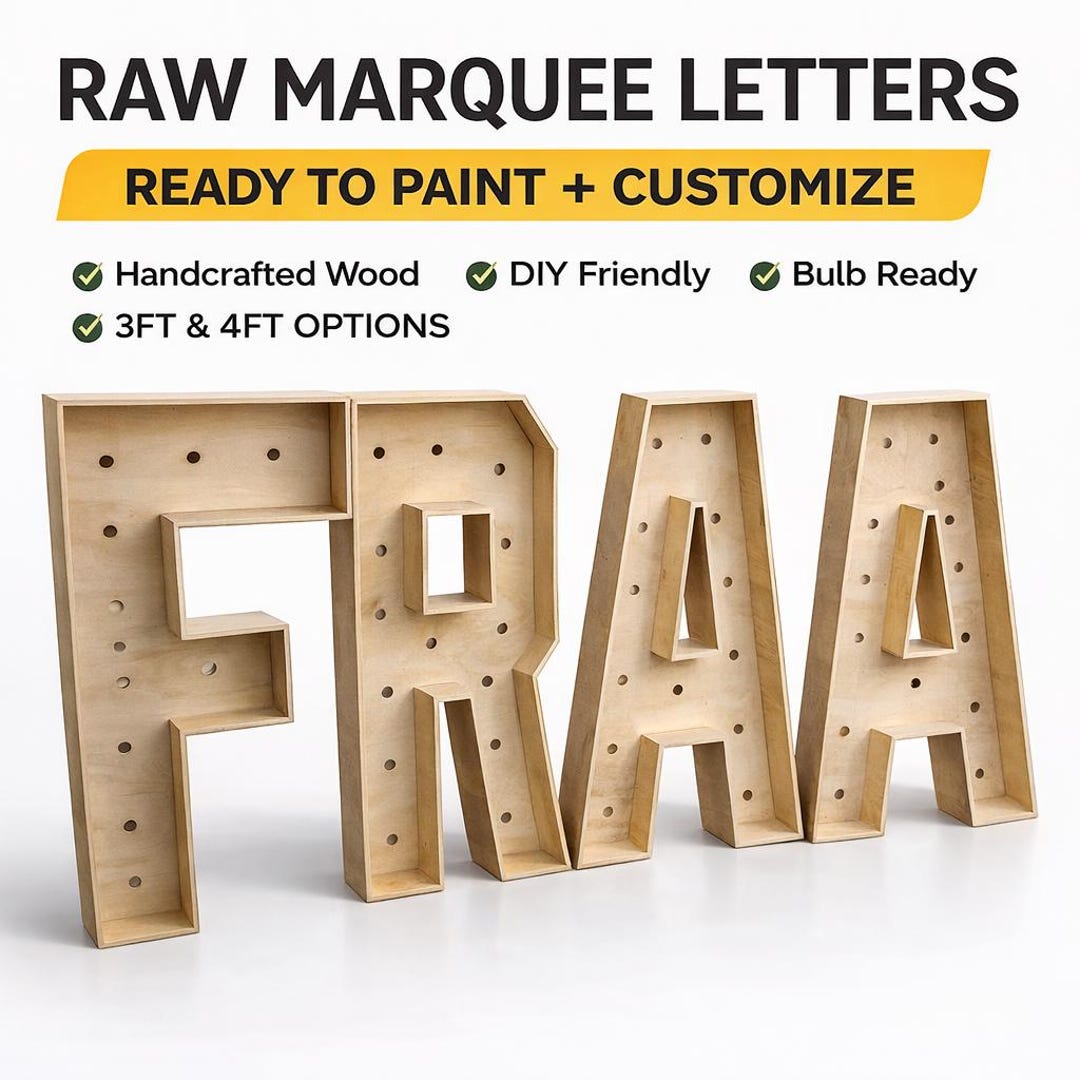 Raw Letters Raw Marquee Letters | DIY Light up Letters | Unfinished Wood Letters ...