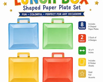 Platos de papel para lonchera con hojas adhesivas (juego de 8) / Platos para fiestas de regreso a clases / Artículos para fiestas de lonchera / Decoraciones para fiestas en el aula