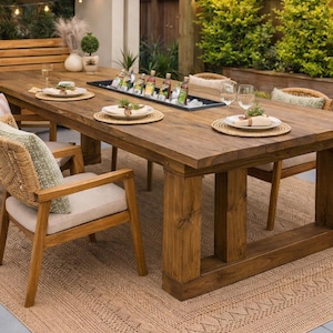 Rustykalne plany stolików chłodniczych | Stół jadalny w stylu rustykalnym z wbudowaną chłodziarką na lód | Plany stolarskie | Stół ogrodowy z doniczką