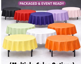 84" Round Party Tablecloth | Waterproof Disposable Table Cover