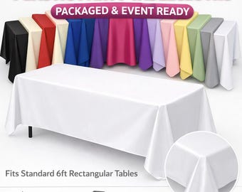 Toalha de mesa de plástico de cor sólida de 1,8 m | Capa de mesa descartável para festas