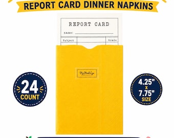 Back to School Report Card Dinner Napkins | 24 Count | 4.25" x 7.75" Paper Napkins | Classroom Party | Teacher Appreciation Party Supply