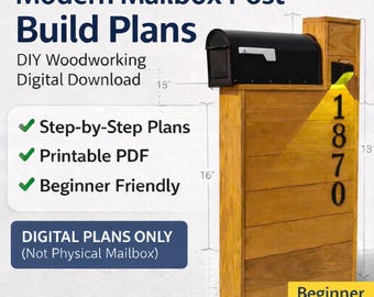 Projetos de Poste de Caixa de Correio Moderno | Construa Você Mesmo uma Caixa de Correio de Madeira | Download em PDF Passo a Passo | Projetos de Marcenaria para Iniciantes | Melhore a Fachada da Sua Casa
