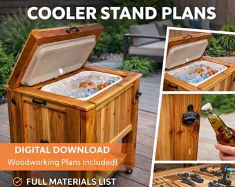 DIY Wooden Cooler Stand Plans | Patio Cooler Cart Build Plans | Outdoor Cedar Cooler Box | Digital Download Woodworking Plans
