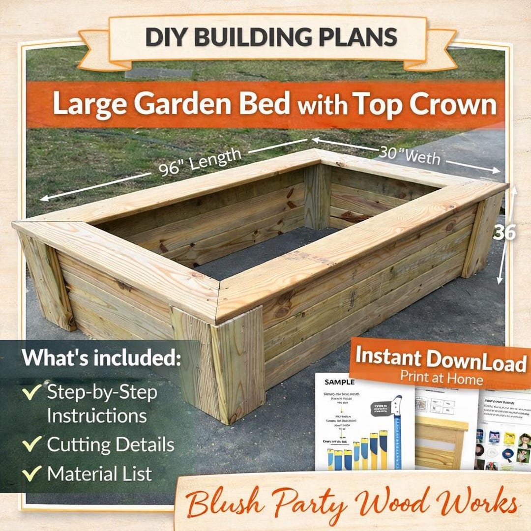 Large Raised Garden Bed Plans | DIY Wooden Planter Box Plans | Easy ...