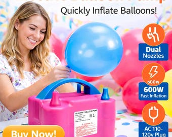 Elektrische Ballon-Pumpe | Dual Nozzle Ballon Inflator | Schnelles 600W Heißluftgebläse für Partydekorationen, Ballongirlanden-Werkzeug, Event-Set-Up