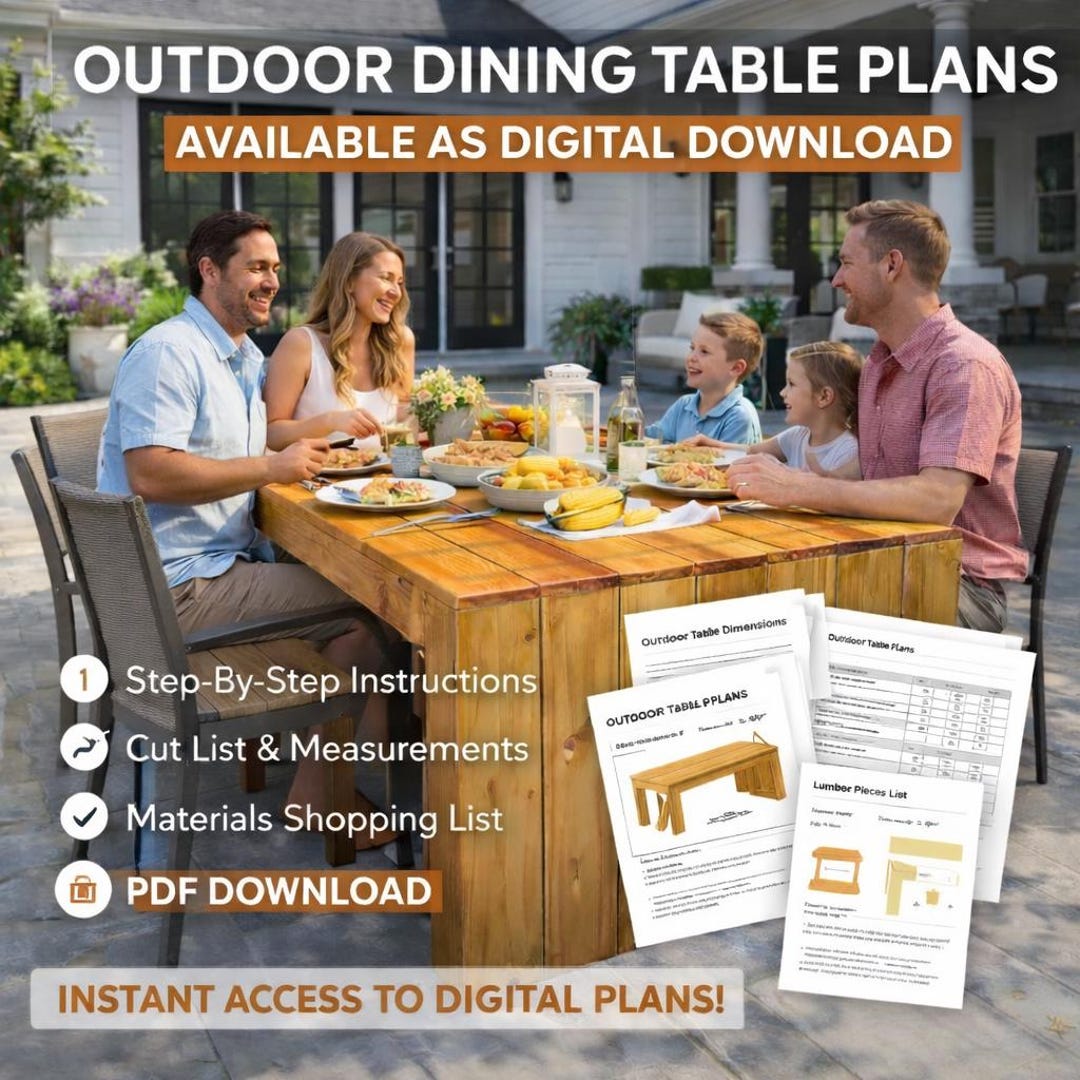 DIY Outdoor Dining Table Plans | Modern Patio Table Woodworking Plans ...