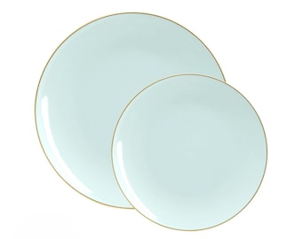 Mint Green with Gold Trim Classy Plastic Plates