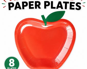 Apfelförmige Pappteller | 8 Stück | 21,6 x 22,2 cm | Apfelförmige Partyteller | Dekoration für die Schulanfangsfeier | Geschirr zur Wertschätzung von Lehrern