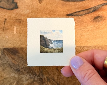 Mini Watercolor Ireland Art Print | Cliffs of Moher | 1x1 Inch Miniature Print