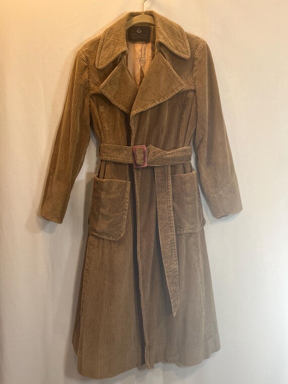 Vintage 1970s Corduroy Butterfly Collar Trench Coat - Etsy