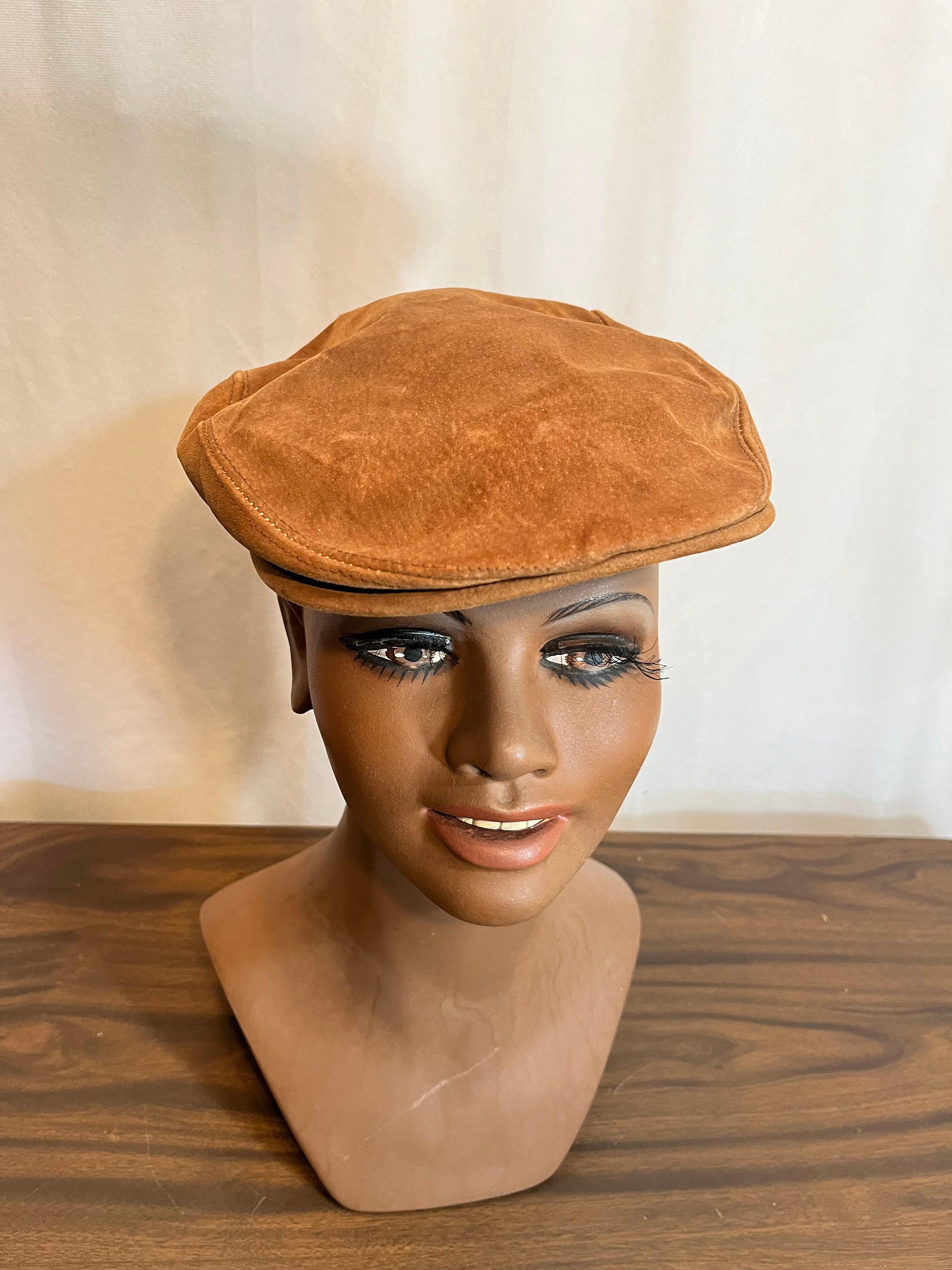 USA newyork hat co. suède Newsboy cap New York Hat Co. Brown Suede Leather Newsboy Cap - Etsy