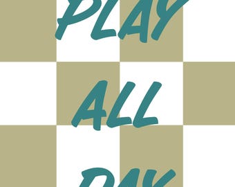 Play All Day – Kids Room Printable Wall Art | Checkered Retro Poster | Instant Download
