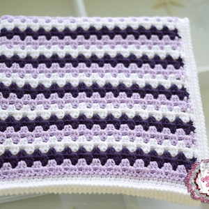 Crochet baby blanket for a girl - purple and white baby blanket - baby boy shower gift - stroller blanket - car seat blanket - girl blanket
