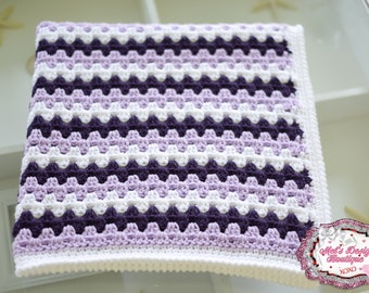 Crochet baby blanket for a girl - purple and white baby blanket - baby boy shower gift - stroller blanket - car seat blanket - girl blanket