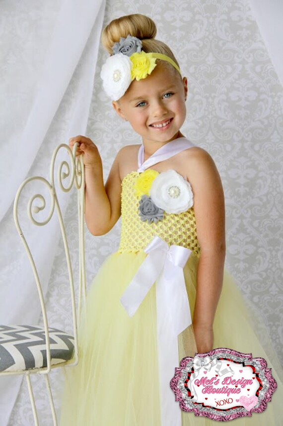 Items similar to Tutu dress, girls yellow tutu dress & matching ...