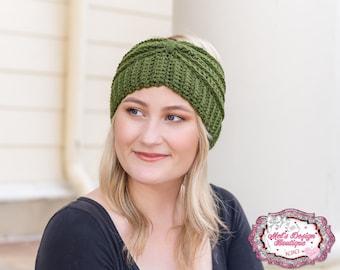Double threat ear warmer - crochet ear warmer for girls teens and adults - crochet head wrap - crochet messy beanie