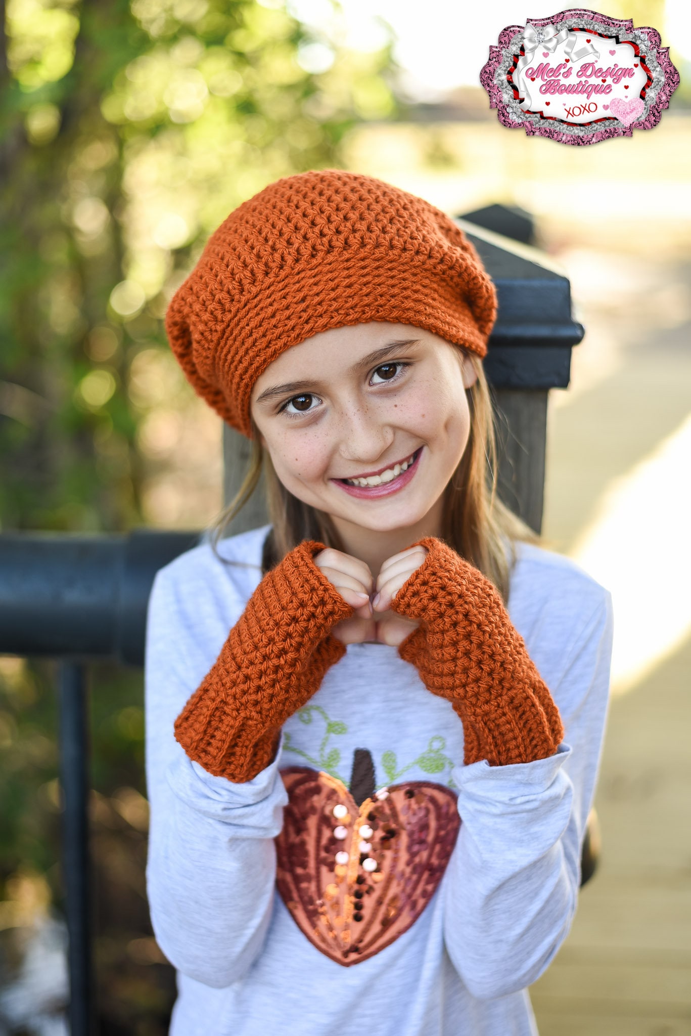 Child Slouch Beanie and Glove Set - Crochet Child Hat and  display picture 3