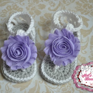 Baby crochet sandals, crochet baby shoes, baby girl crochet sandals girls crochet sandals  purple white gray chic flower sandals