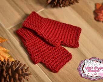 red crochet gloves for women