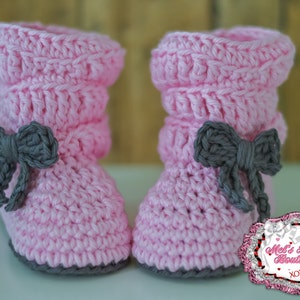 crochet boots, baby girl boots, baby boots, baby shower gift, boots, 0 3 month slouch boots, baby shoes, baby booties, pink ready to ship image 1