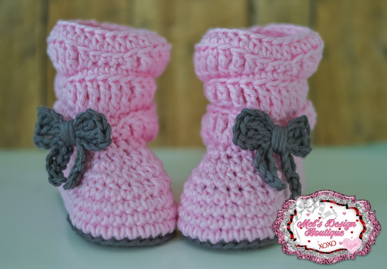 crochet boots, baby girl boots, baby boots, baby shower gift, boots, 0 3 month slouch boots, baby shoes, baby booties, pink ready to ship image 1