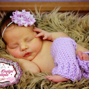 Newborn crochet legwarmers , crochet leg warmers, baby girl leg warmers, crochet baby girl legwarmer and headband set, purple crochet set image 4
