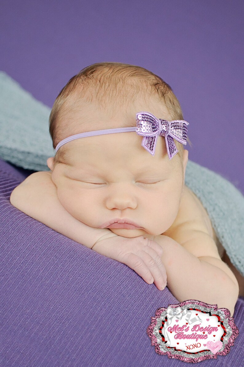 Sequin bow headband baby girl headband photo prop headband Etsy